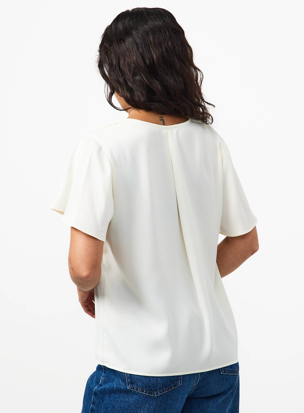 Cream Pleated Button Front Top 22 - Image 4