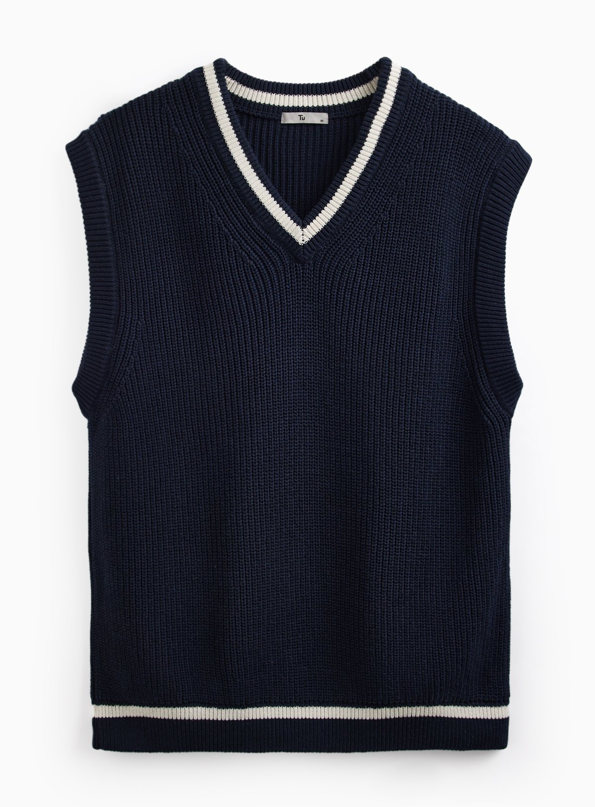 Navy Knitted V Neck Vest M - Image 3 thumbnail