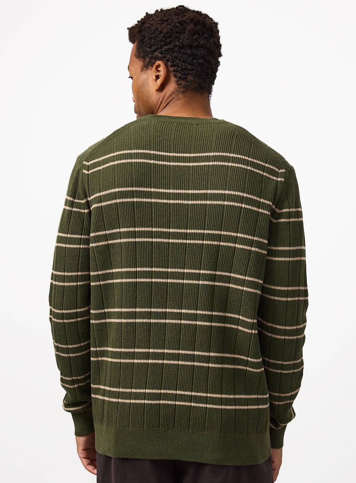 Khaki Double Stripe Crew Neck Jumper XXL - Image 5