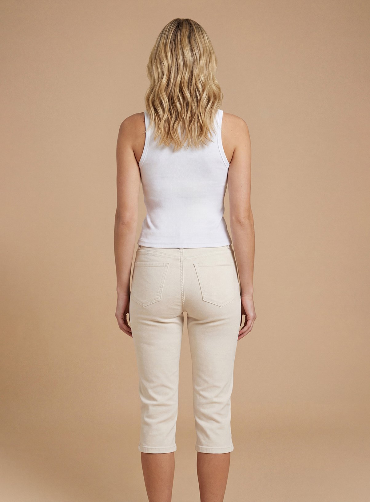 DOROTHY PERKINS Cream Denim Capri Jeans 12 - Image 3 thumbnail