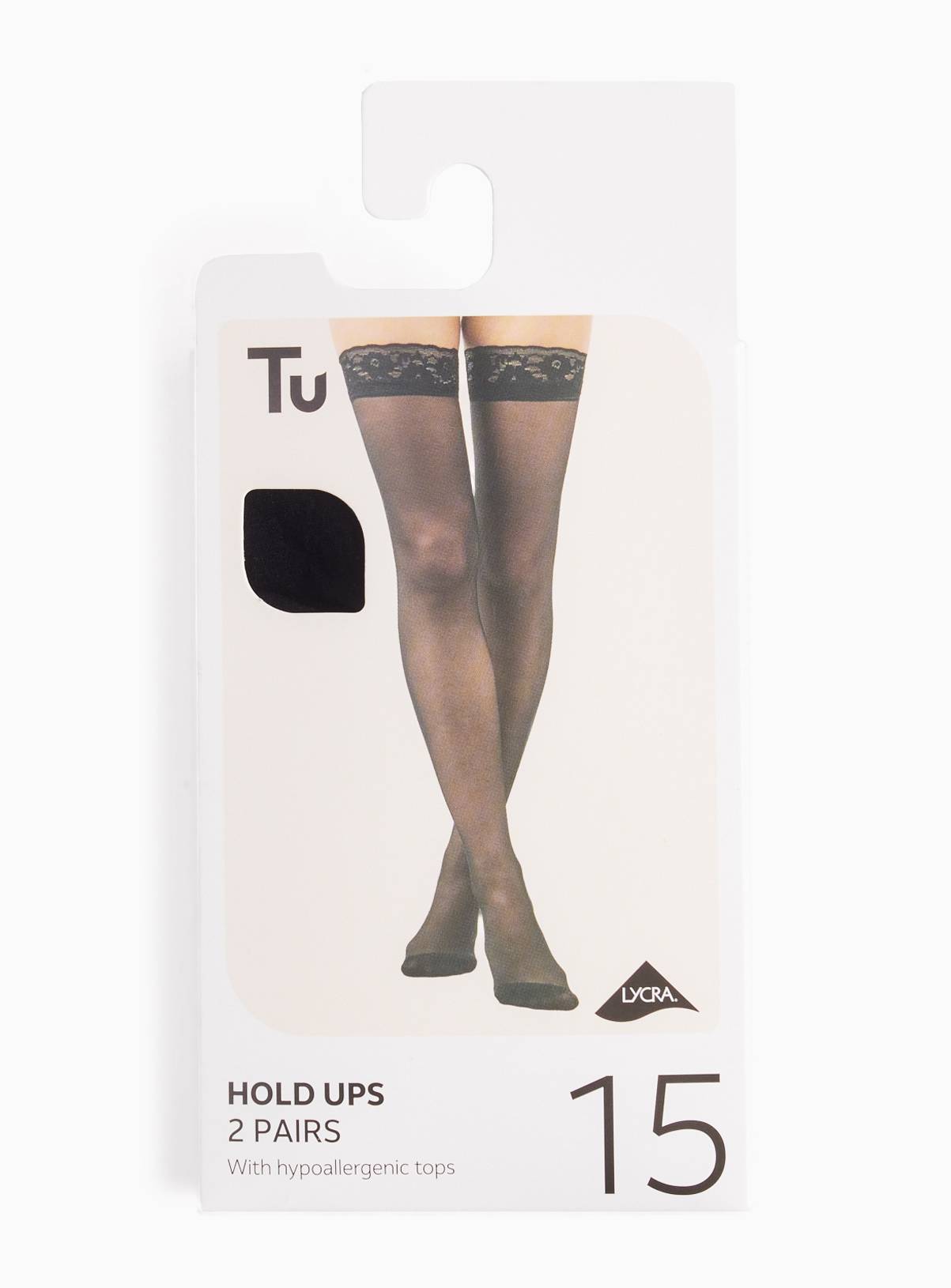 Black 15 Denier Sheer Hold Ups 2 Pack S/M - Image 1