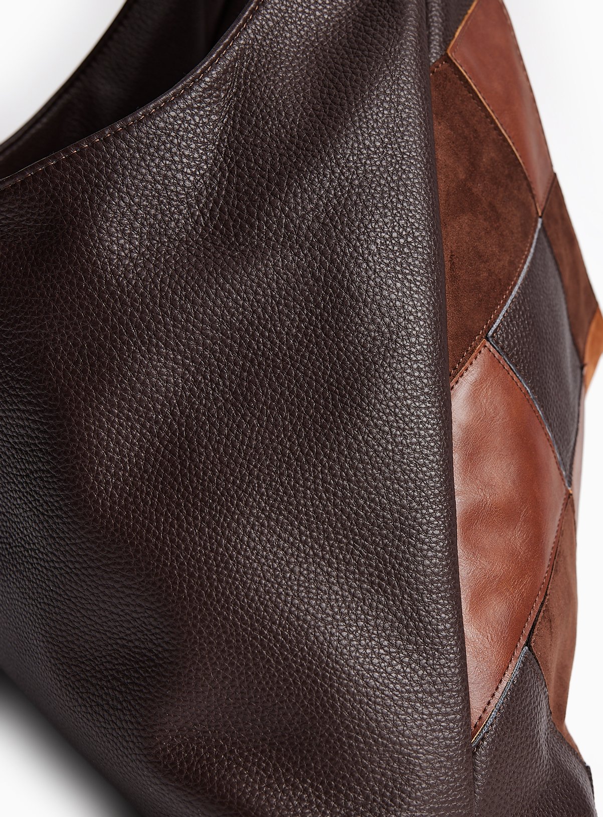 Brown Patchwork Slouch Shoulder Bag One Size - Image 4 thumbnail