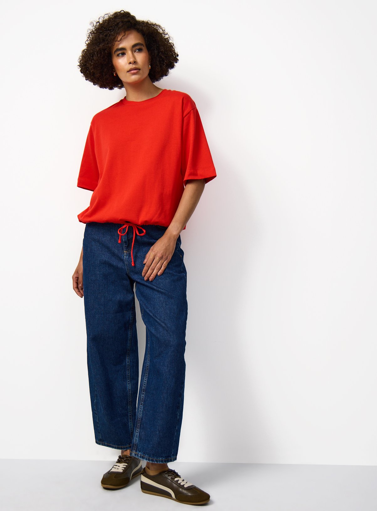 Red Cotton Relaxed Bubble Hem T-Shirt M - Image 2 thumbnail