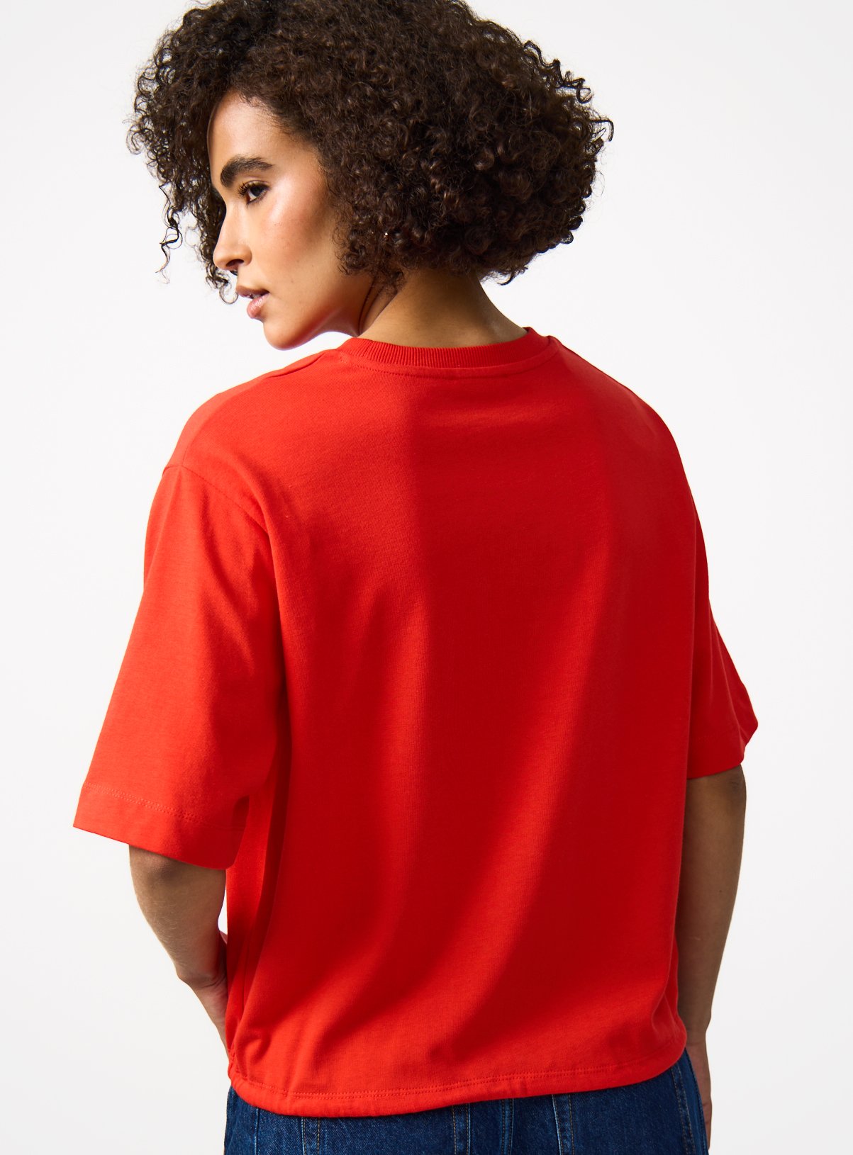 Red Cotton Relaxed Bubble Hem T-Shirt M - Image 4 thumbnail