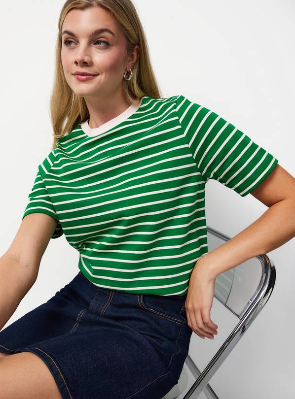 Green Stripe Print Regular Fit T-Shirt 6