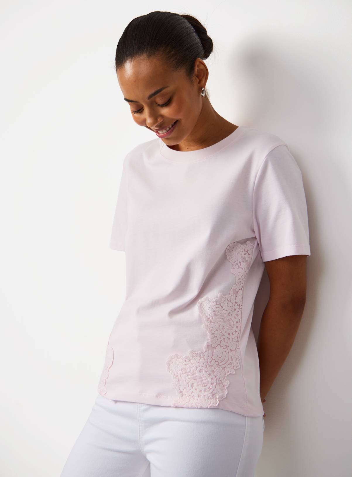 Light Pink Lace Panel T-Shirt 26 - Image 1