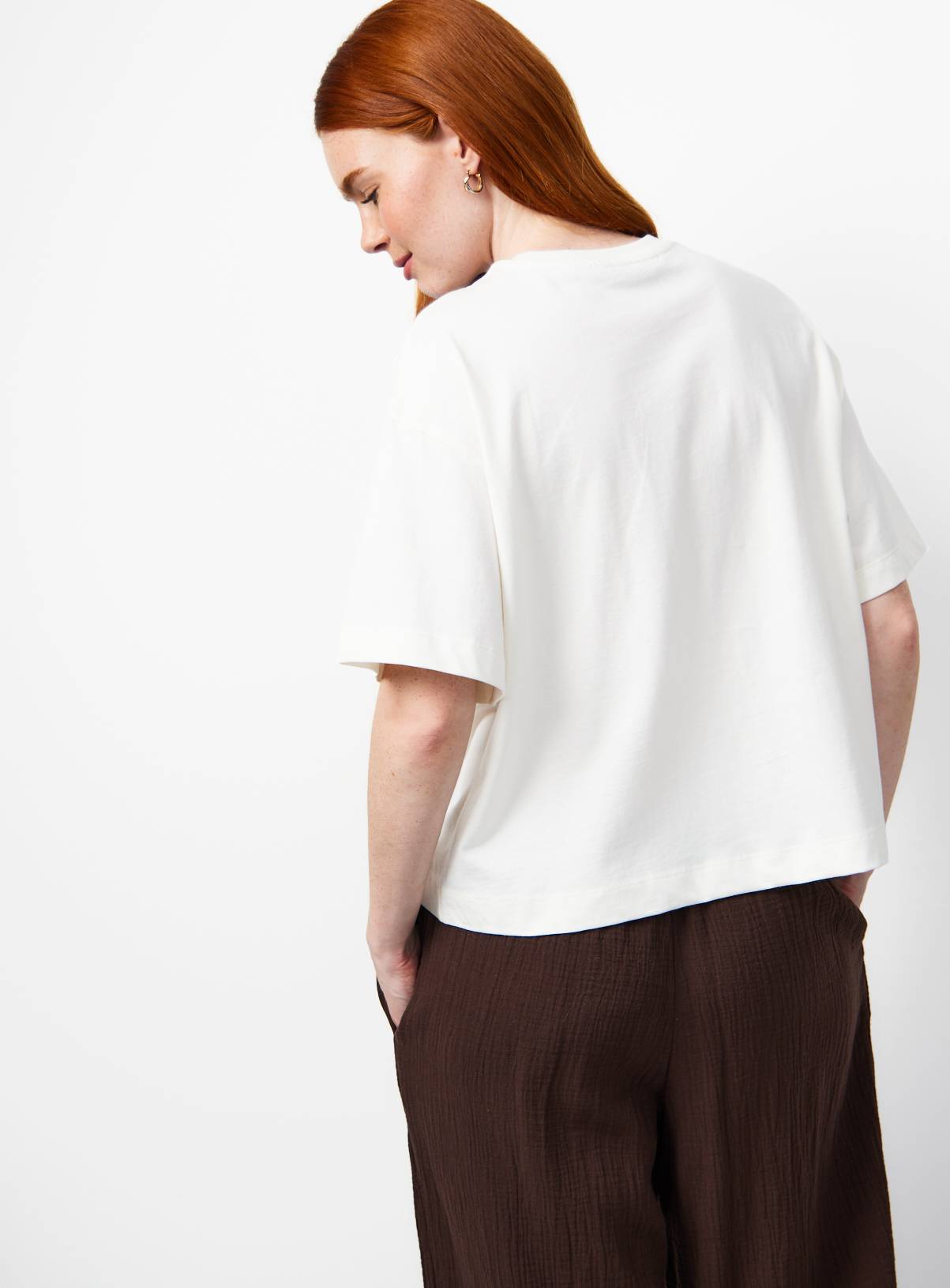 Cream Holiday Stitch Cotton Boxy Fit T-Shirt S - Image 3