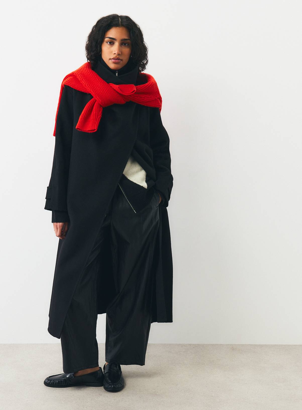 Black Wool Blend Double Faced Coat 24 - Image 1