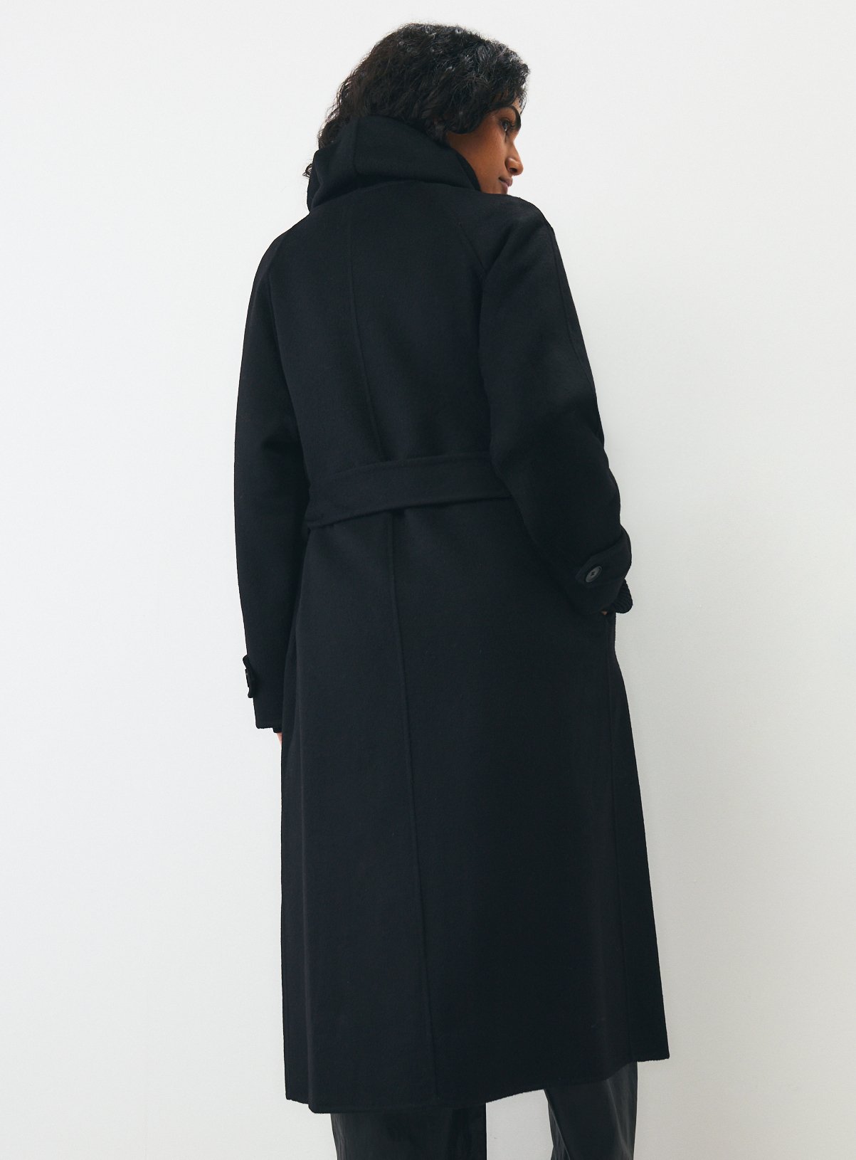 Black Wool Blend Double Faced Coat 24 - Image 4 thumbnail