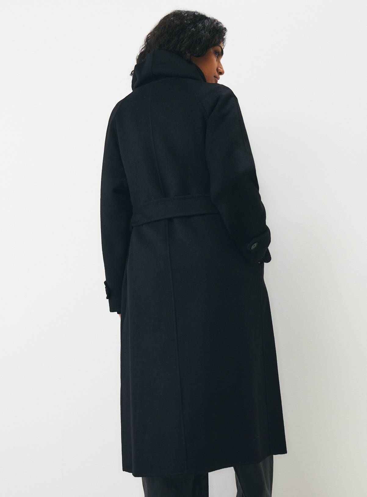 Black Wool Blend Double Faced Coat 24 - Image 4