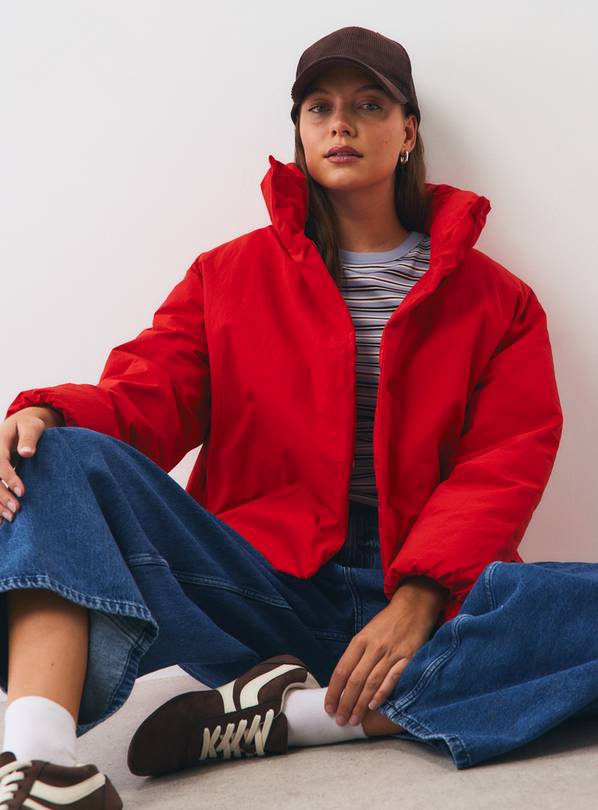 Red Unquilted Padded Jacket S