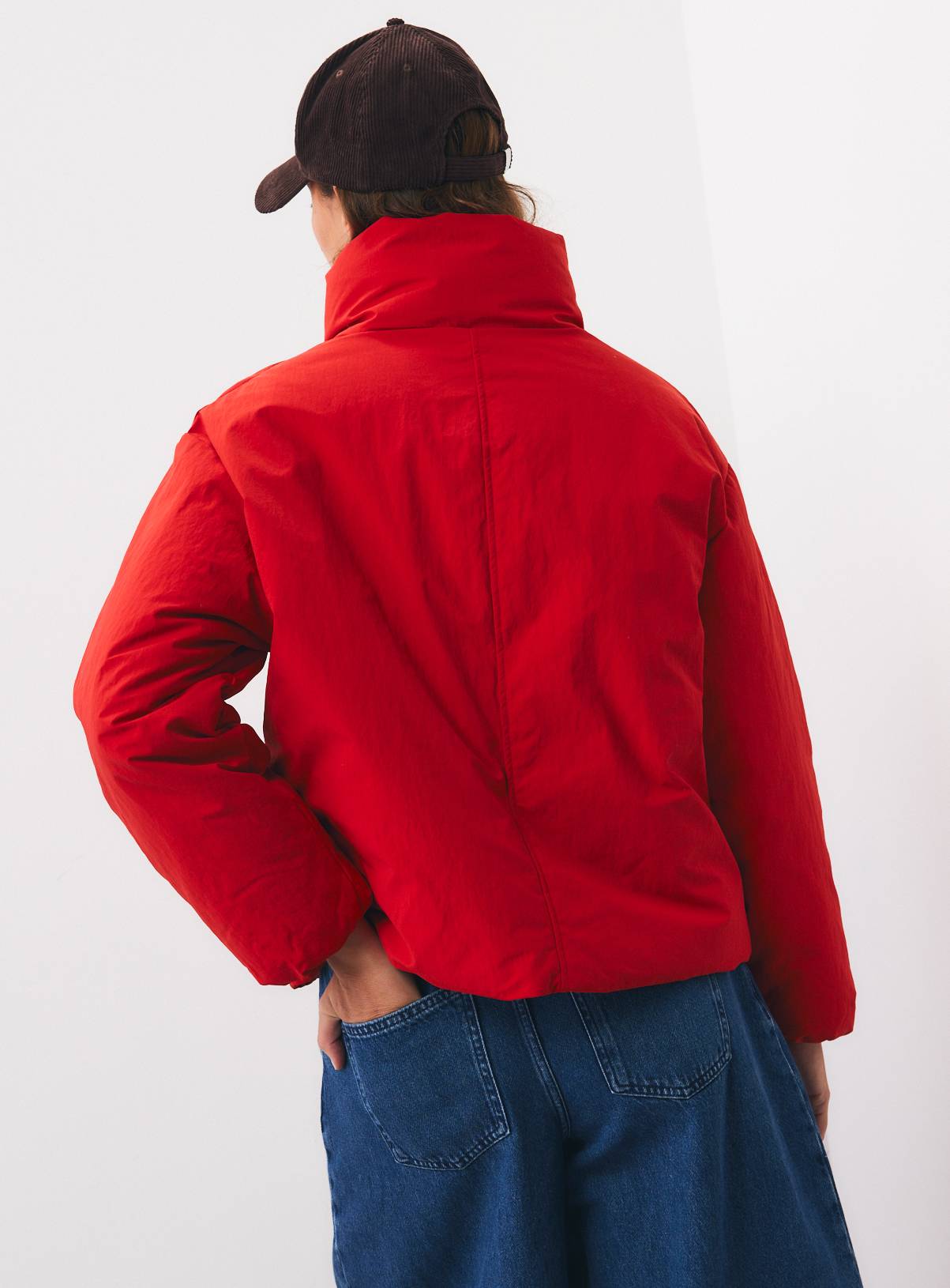 Red Unquilted Padded Jacket XL - Image 4