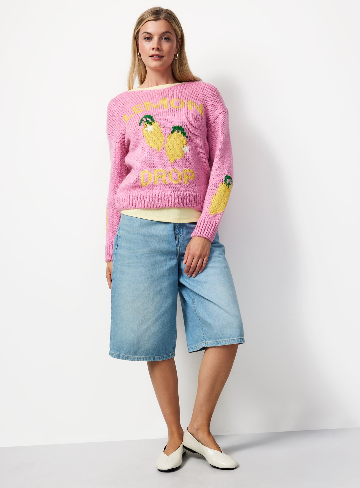 Pink Lemon Drop Knitted Jumper M - Image 2 thumbnail