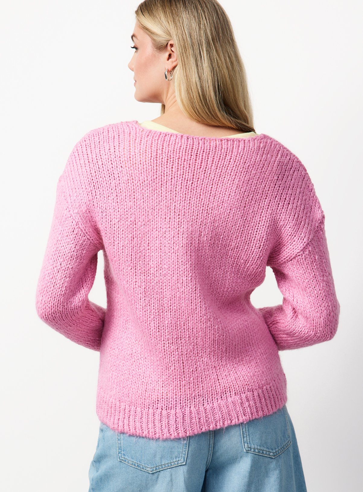 Pink Lemon Drop Knitted Jumper M - Image 4 thumbnail