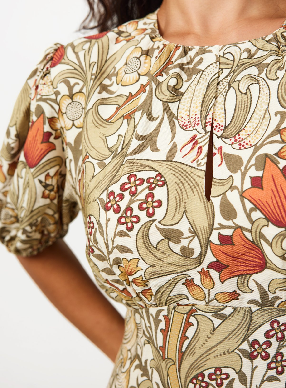 Tu x Morris & Co. Golden Lily Print Midaxi Tea Dress 22 - Image 3 thumbnail