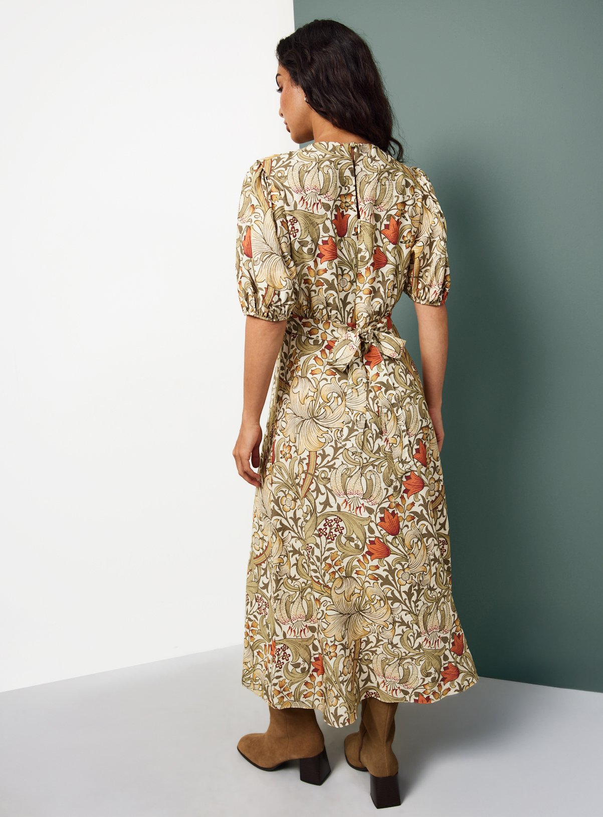 Tu x Morris & Co. Golden Lily Print Midaxi Tea Dress 22 - Image 4 thumbnail