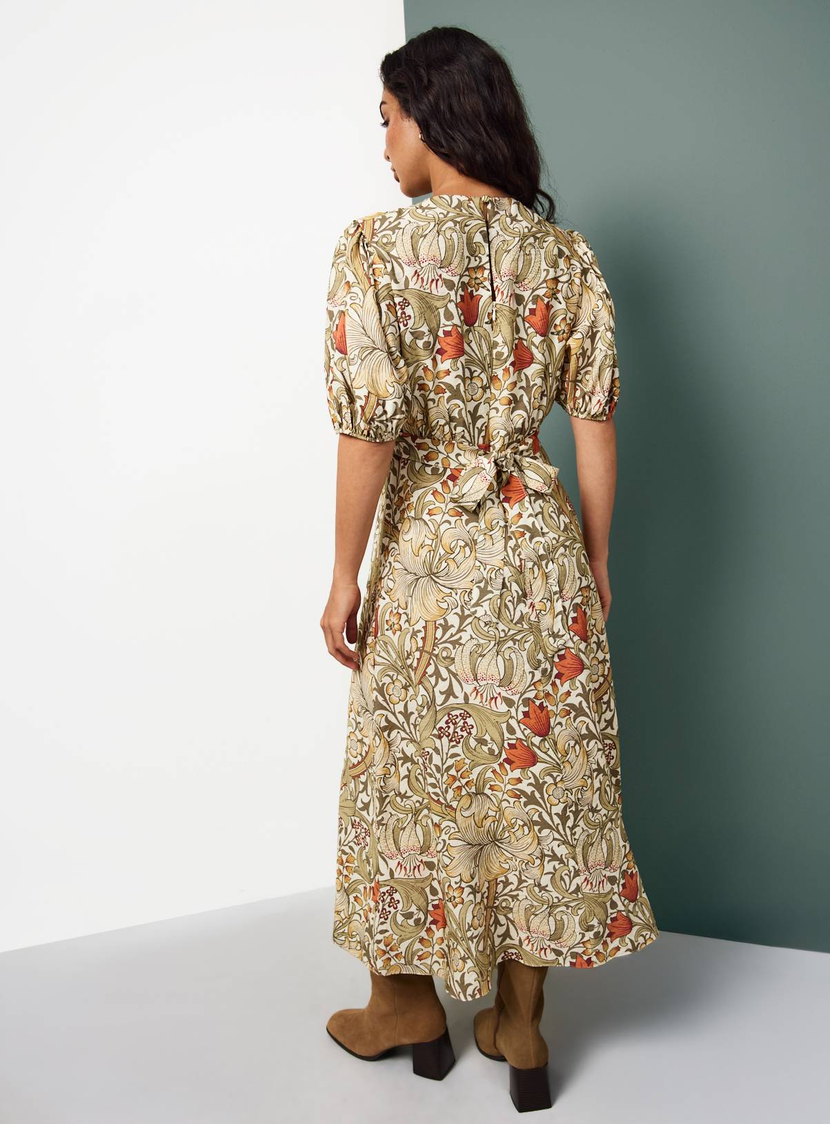 Tu x Morris & Co. Golden Lily Print Midaxi Tea Dress 22 - Image 4