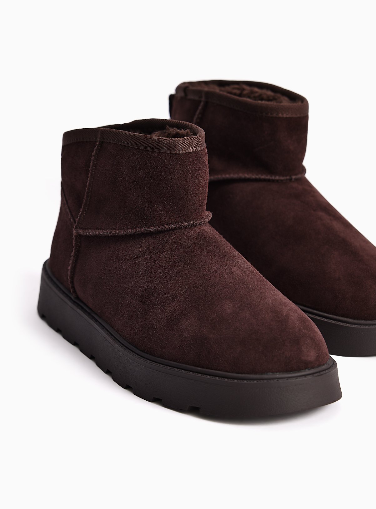 Chocolate Brown Suede Borg-Lined Ankle Boots 6 - Image 1 thumbnail