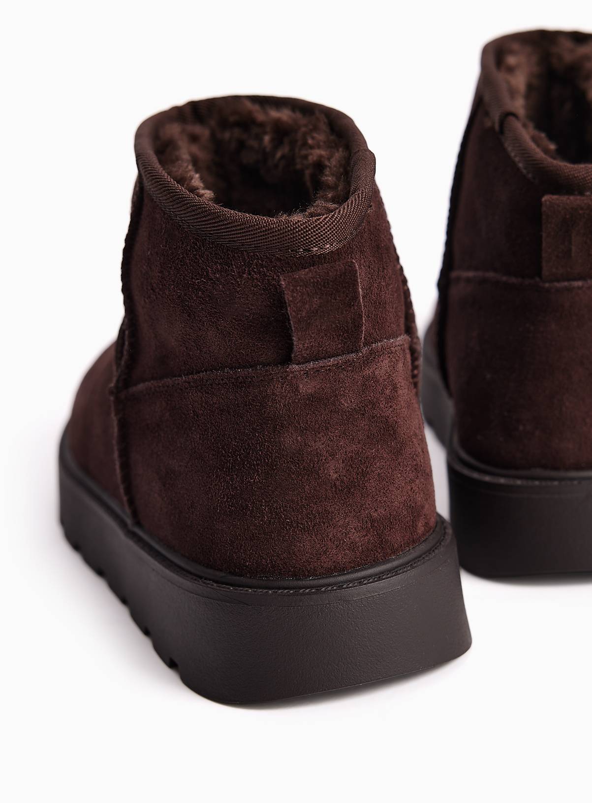 Chocolate Brown Suede Borg-Lined Ankle Boots 6 - Image 4