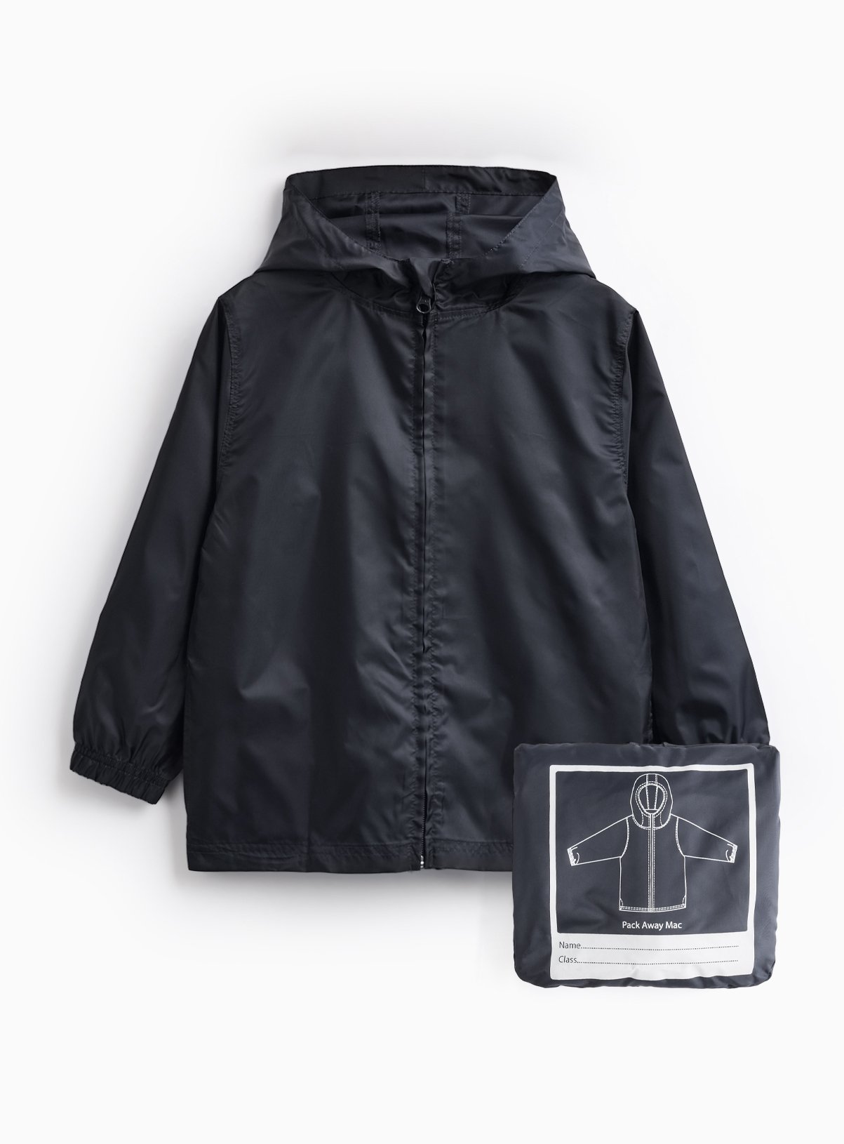 Black Packaway Rain Mac 7-8 years - Image 1 thumbnail