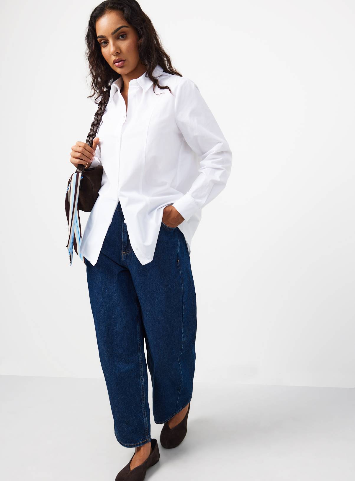 White Cotton Poplin Tailored Long Sleeve Shirt 24 - Image 2