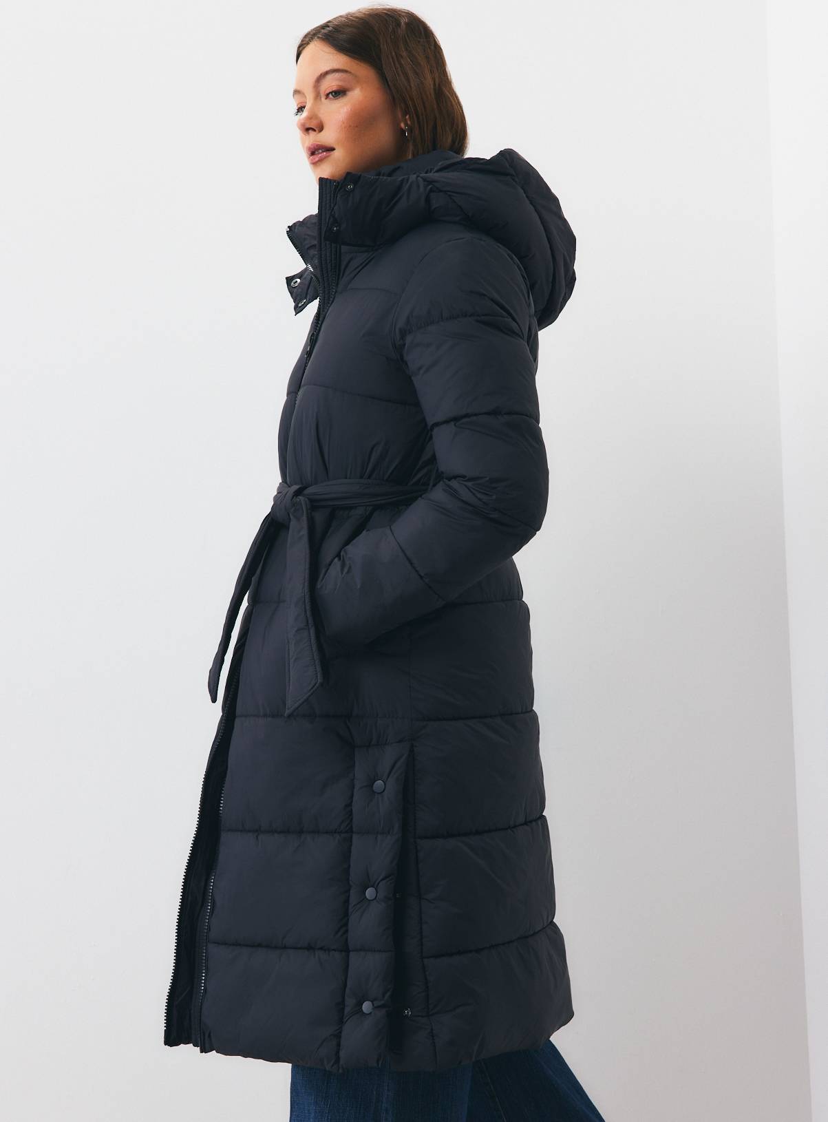 Black Longline Padded Coat  M - Image 1