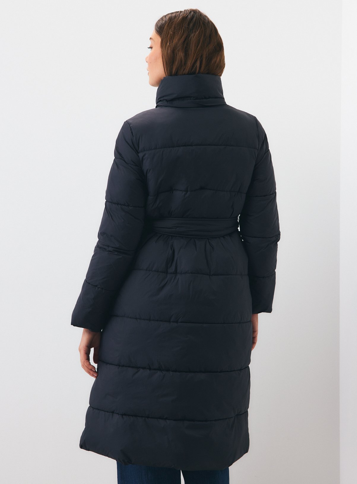 Black Longline Padded Coat  M - Image 4 thumbnail