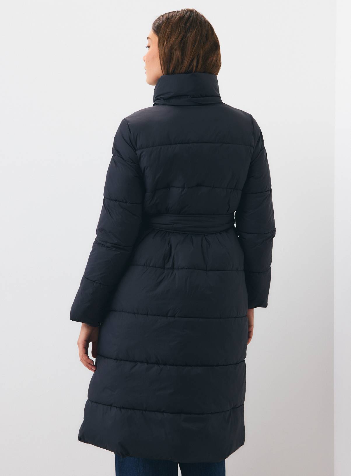 Black Longline Padded Coat  M - Image 4