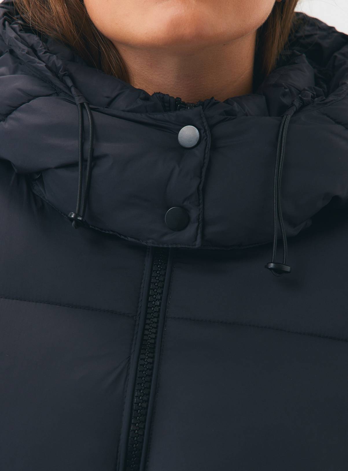 Black Longline Padded Coat  M - Image 5