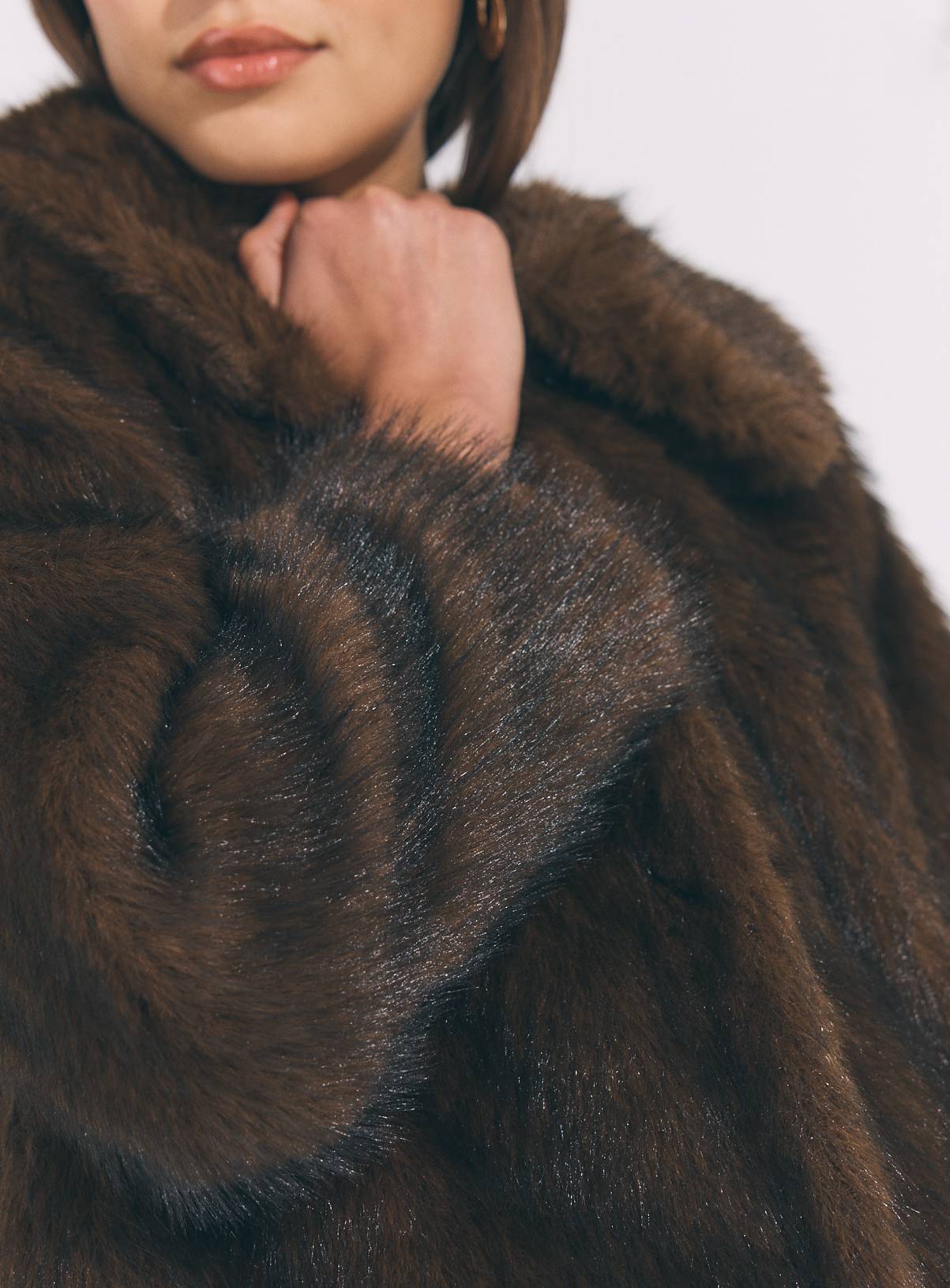 Brown Long Faux Fur Coat XXL - Image 2