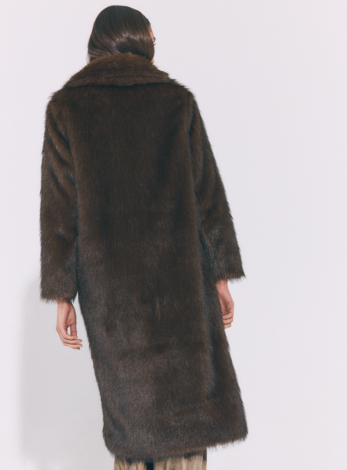 Brown Long Faux Fur Coat XXL - Image 4 thumbnail