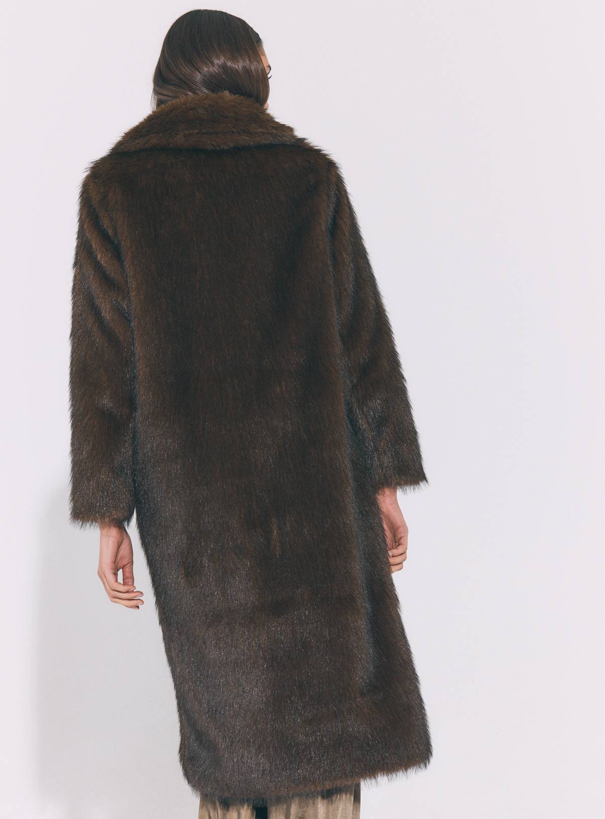 Brown Long Faux Fur Coat XXL - Image 4