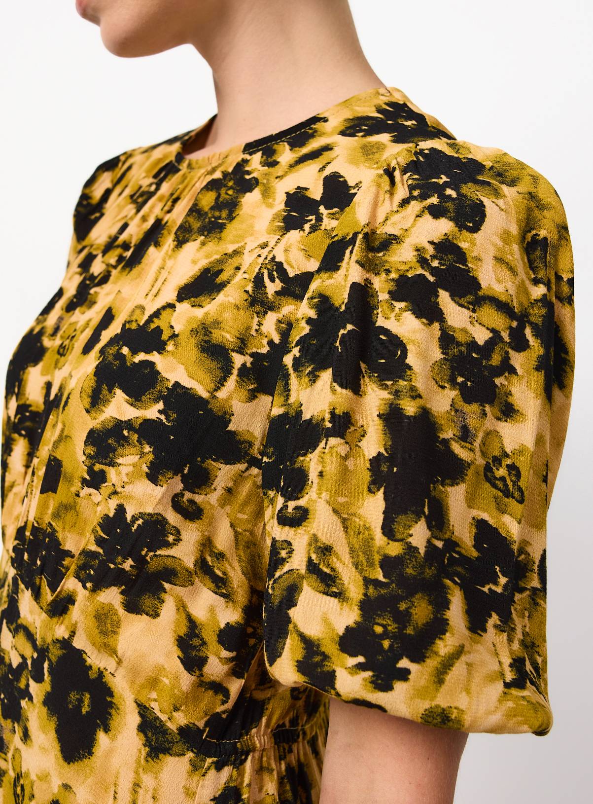 Yellow & Black Floral Print Midi Dress 20 - Image 3