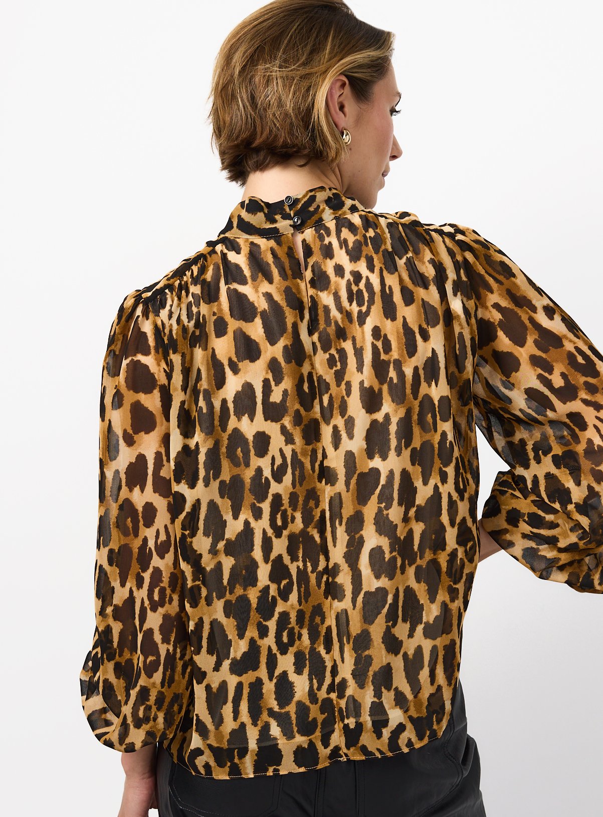 Yellow & Black Leopard Print Funnel Neck Shirt 22 - Image 4 thumbnail