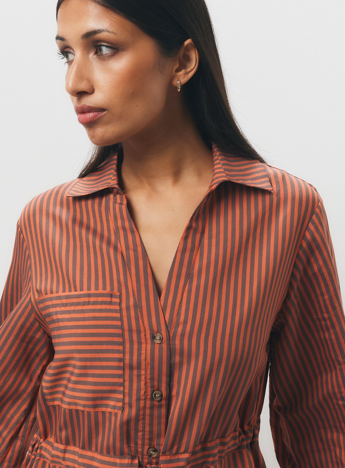 Brown Midaxi Stripe Shirt Dress 18 - Image 3 thumbnail