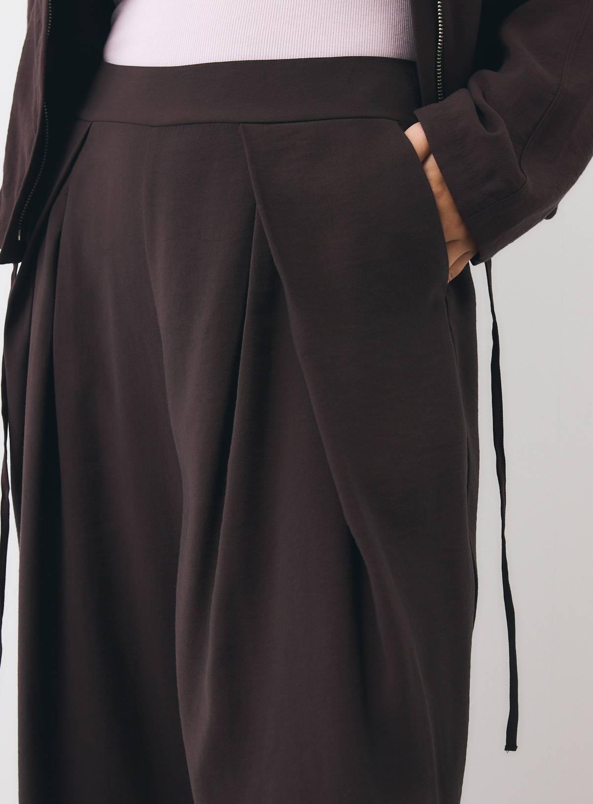Brown Wide Leg Pleated Trousers 12 - Image 3