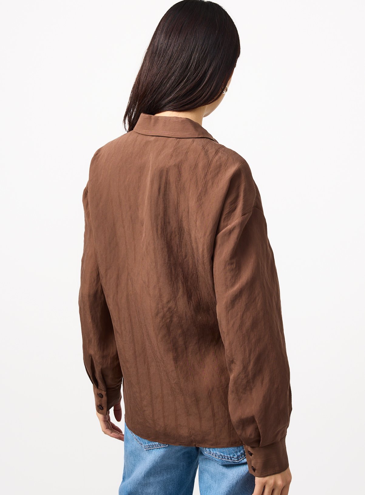 Chestnut Cinched Waist Shadow Stripe Shirt 12 - Image 4 thumbnail