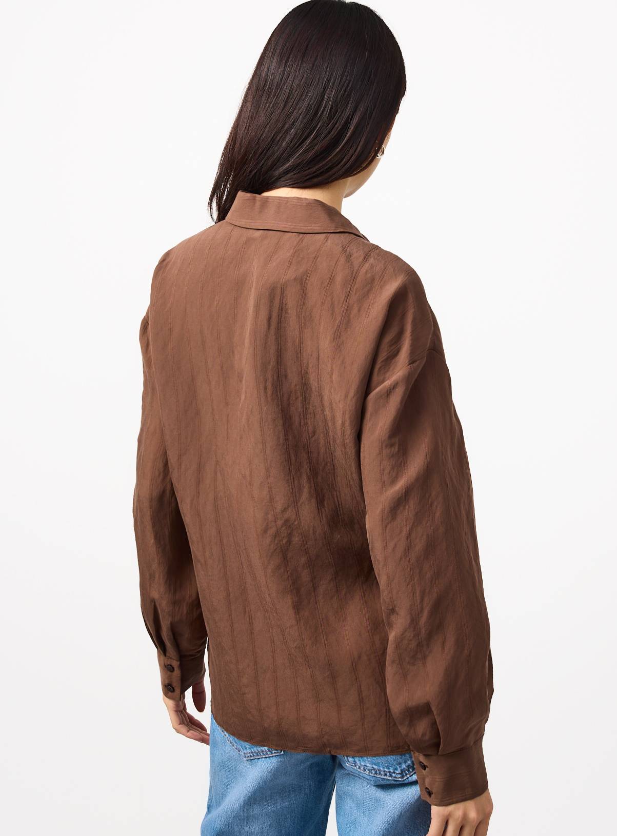 Chestnut Cinched Waist Shadow Stripe Shirt 12 - Image 4
