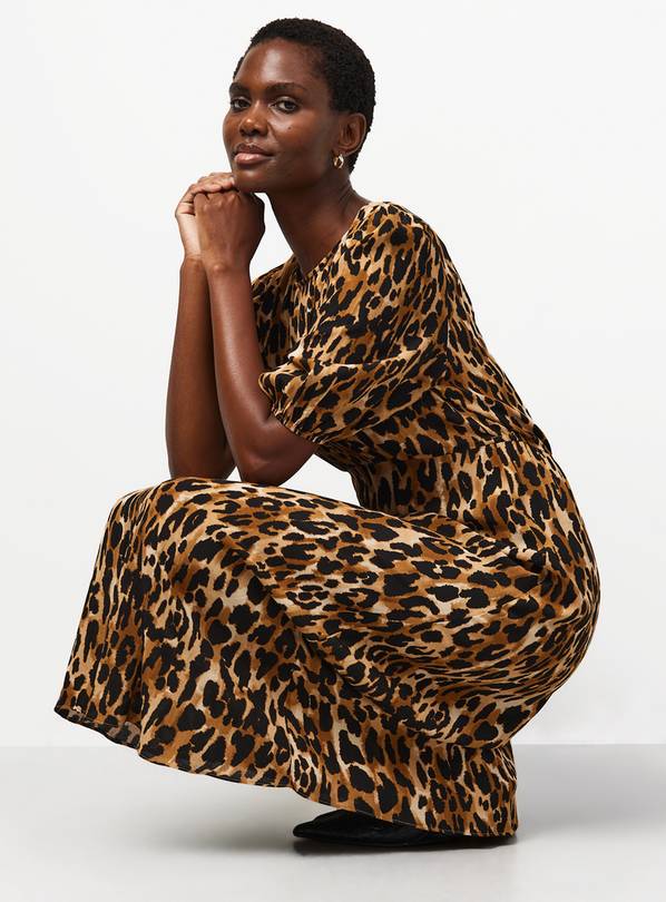 Brown Leopard Print Midi Dress 12