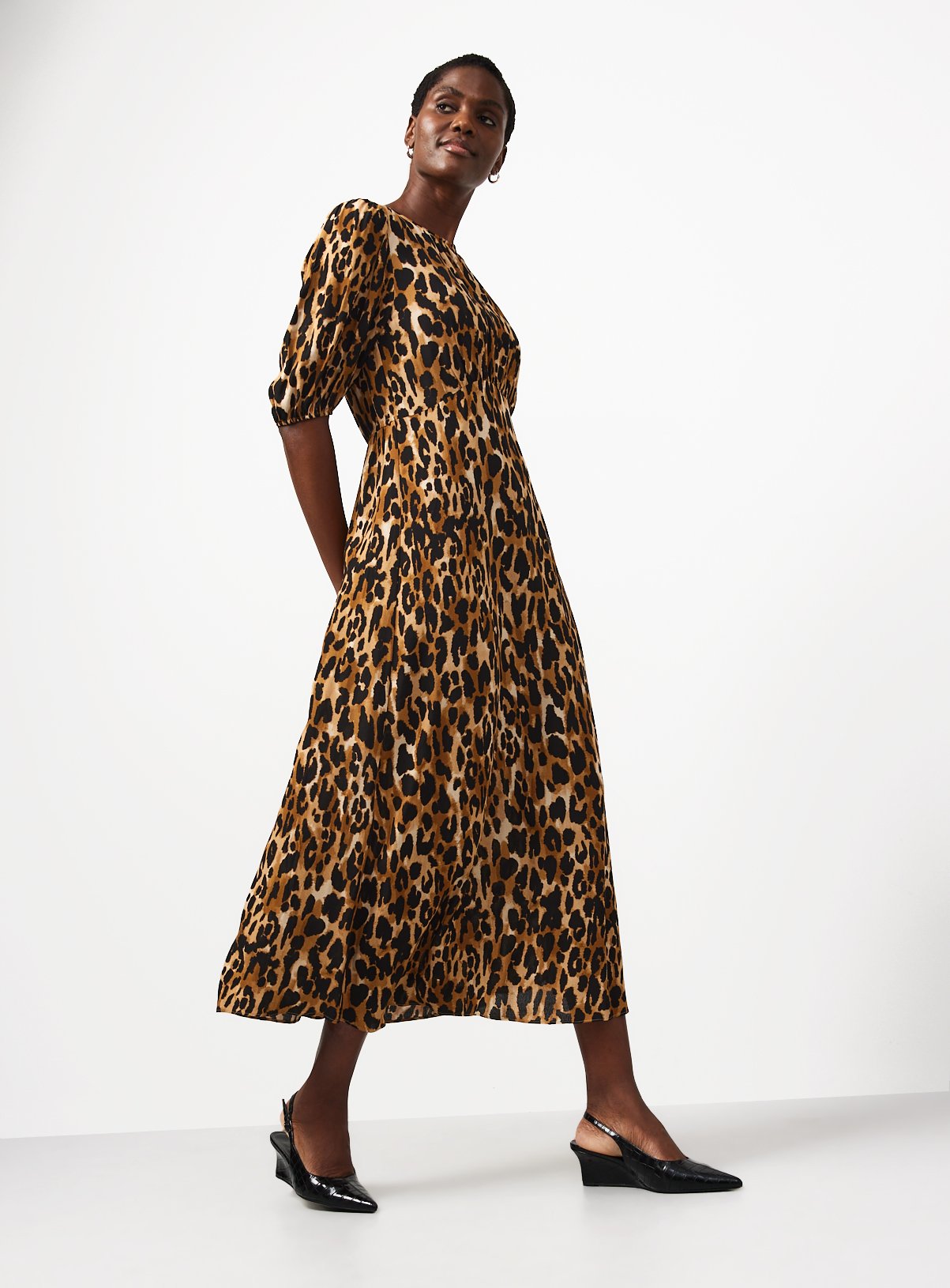 Brown Leopard Print Midi Dress 20 - Image 2 thumbnail