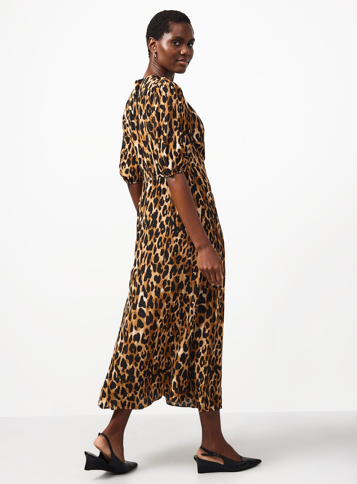 Brown Leopard Print Midi Dress 20 - Image 4 thumbnail