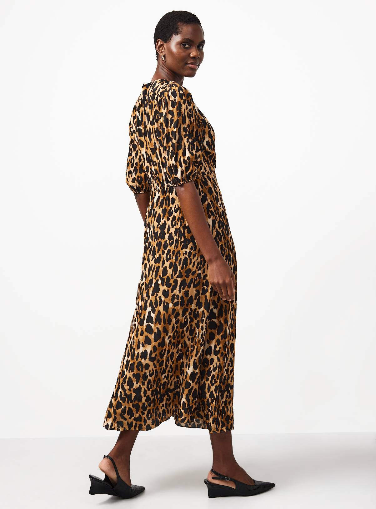 Brown Leopard Print Midi Dress 20 - Image 4