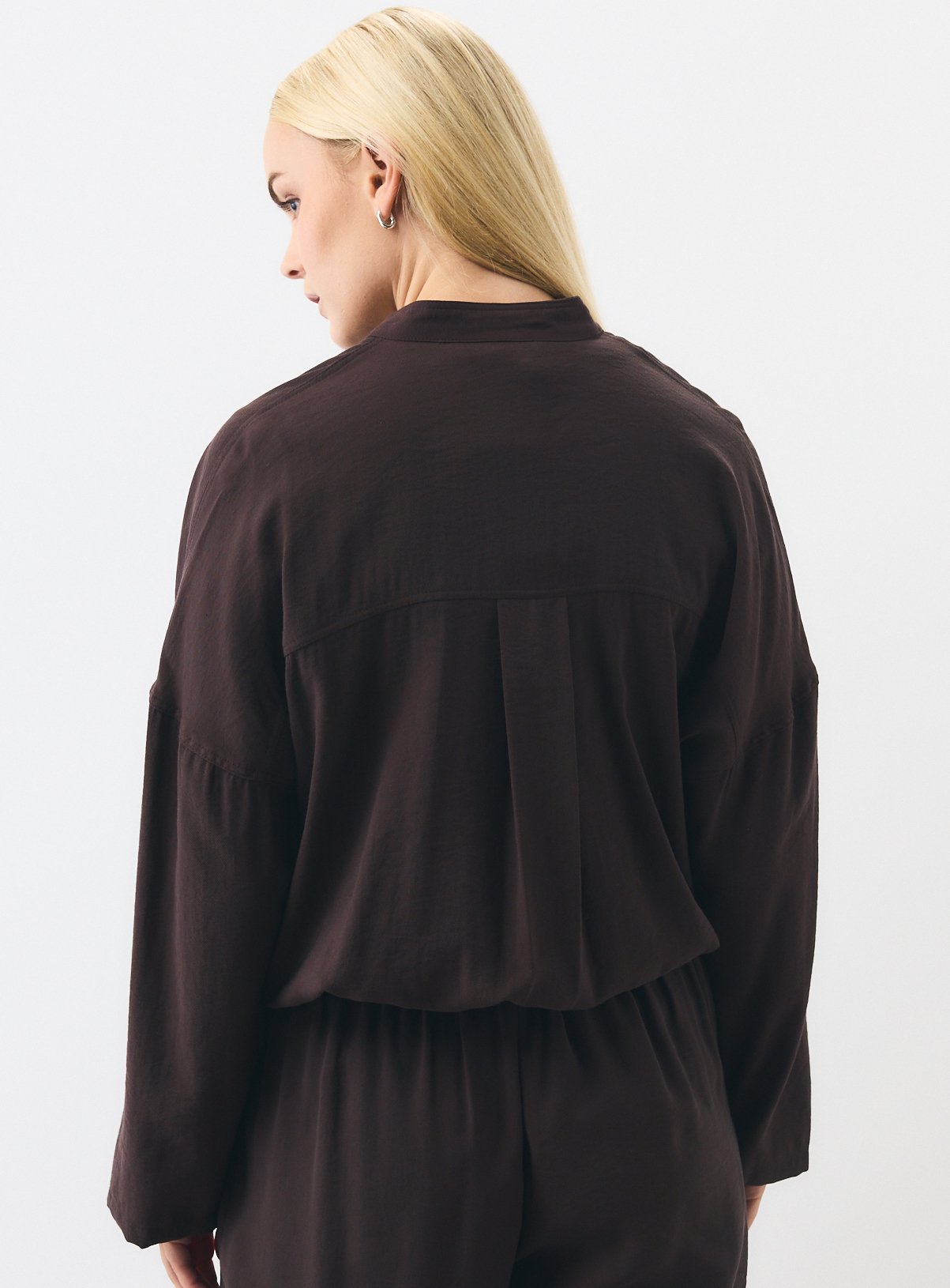 Brown Funnel Neck Shacket 20 - Image 4 thumbnail