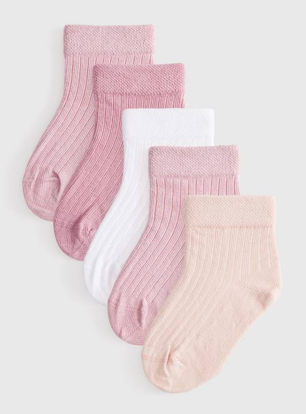 Pink Ribbed Socks 5-Pack 1-6 months