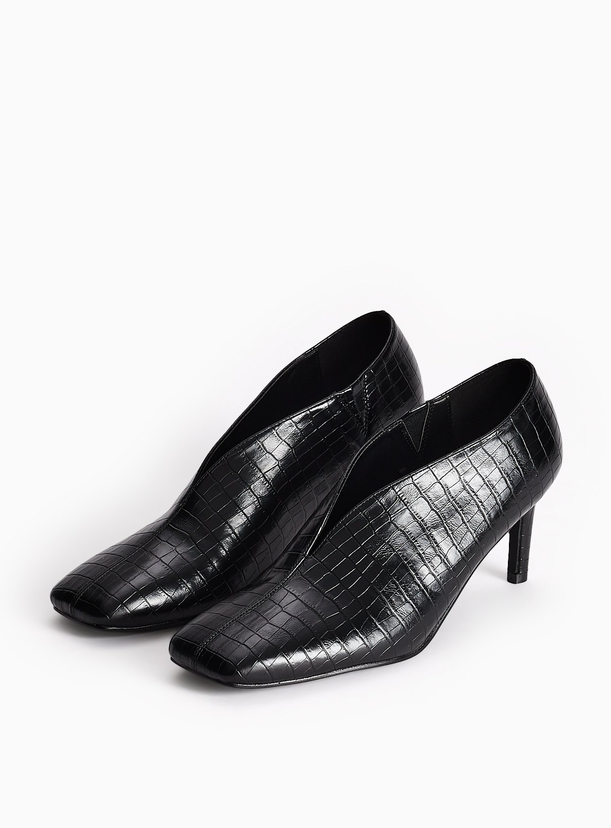 Square Toe Faux Croc Stiletto Ankle Boots 6 - Image 2 thumbnail