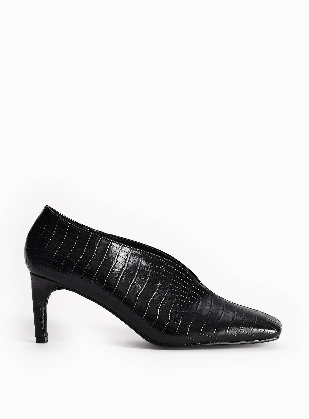 Square Toe Faux Croc Stiletto Ankle Boots 7 - Image 1