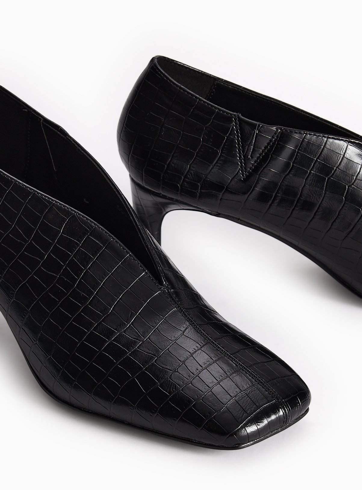 Square Toe Faux Croc Stiletto Ankle Boots 7 - Image 3 thumbnail