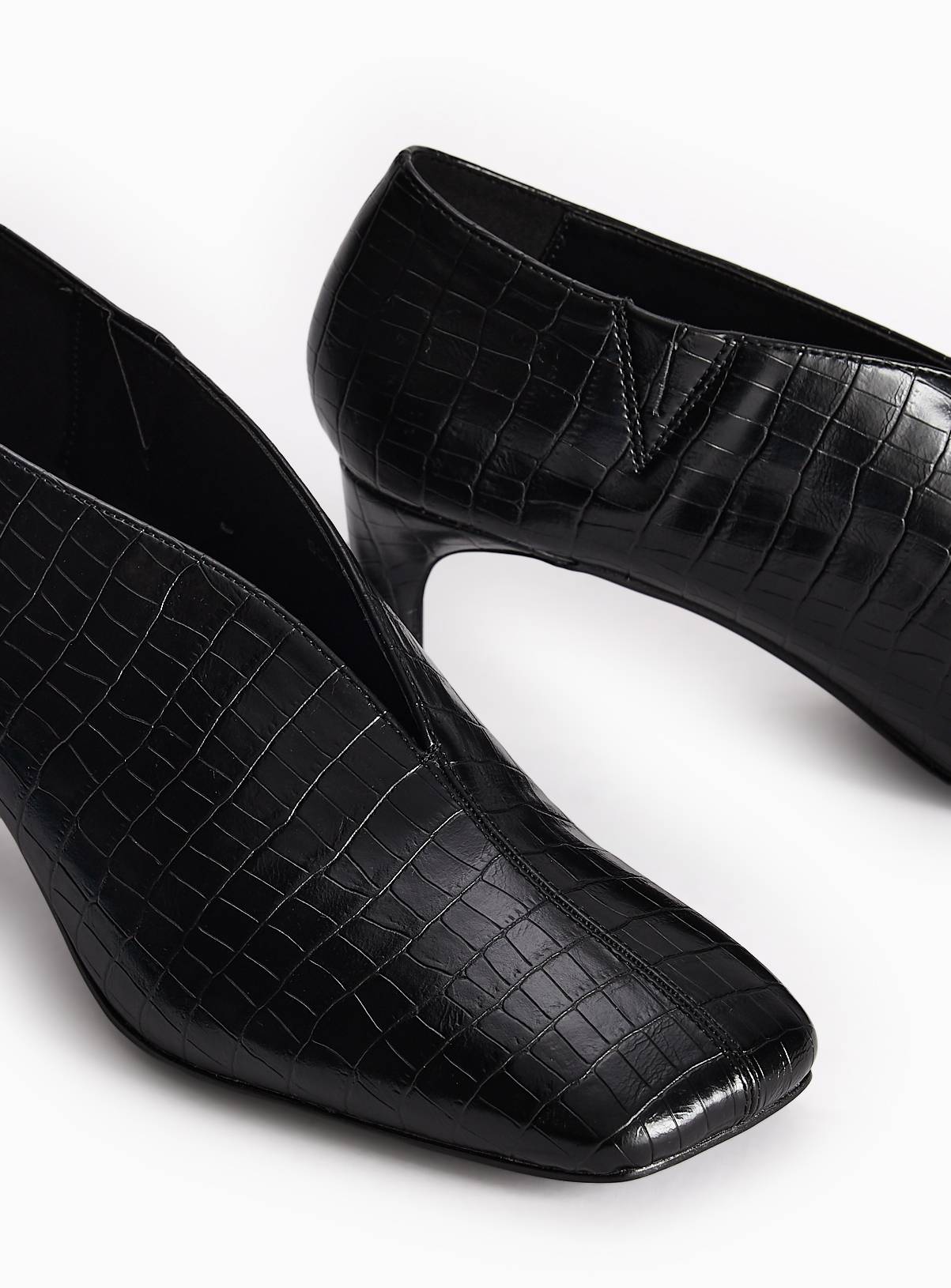 Square Toe Faux Croc Stiletto Ankle Boots 7 - Image 3