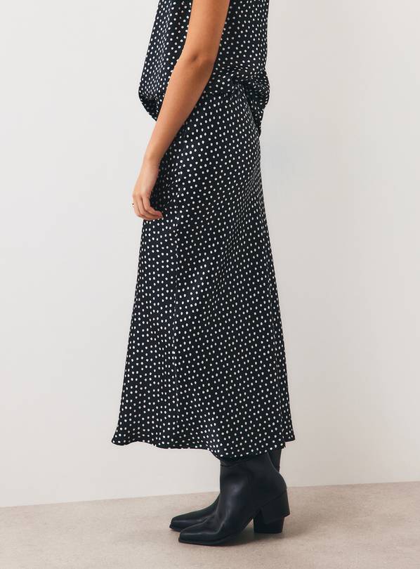 Mono Polka Dot Satin Slip Skirt 18