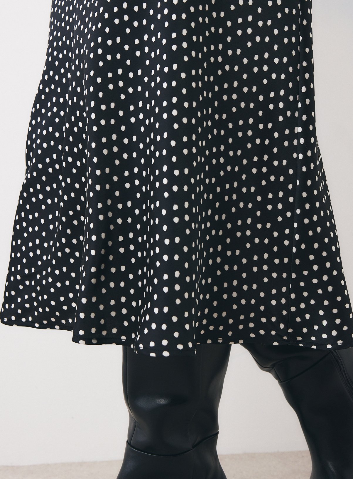 Mono Polka Dot Satin Slip Skirt 24 - Image 3 thumbnail